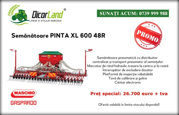 Semănătoare pneumatică pentru cereale PINTA XL 600 48R – Maschio Gaspardo